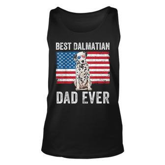 Mens Dalmatian Dad American Flag Dog Lover Owner Dalmatian Dog Unisex Tank Top - Thegiftio UK