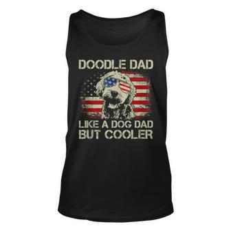 Mens Doodle Dad Like A Dog Dad But Cooler Usa Flag 4Th Of July Unisex Tank Top - Seseable