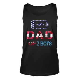 Mens Funny Fathers Day Dad Of 2 Boys American Flag 4Th Of July Unisex Tank Top - Seseable