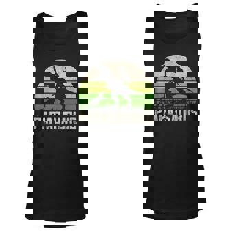 Mens Funny Grandpa Papasaurus Dinosaur 2 Kids Fathers Day Unisex Tank Top - Seseable