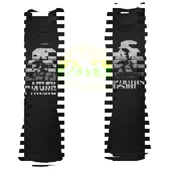 Mens Funny Grandpa Papasaurus Dinosaur 4 Kids Fathers Day Unisex Tank Top - Seseable