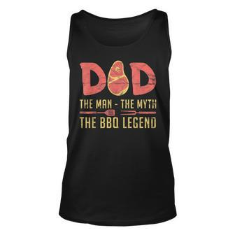 Mens Funny Grilling Dad The Man The Myth The Bbq Legend Father Unisex Tank Top - Thegiftio UK