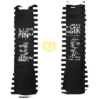 Mens Halloween Pregnancy Dad The Man Behind The Pumpkin Unisex Tank Top | Mazezy