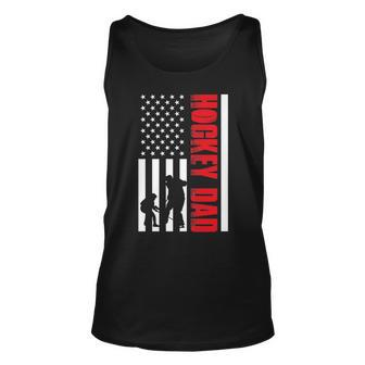 Mens Hockey Dad 4Th Of July Us Flag Fathers Day Unisex Tank Top - Seseable