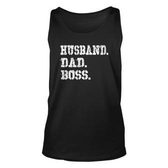 Mens Husband Dad Boss Funny Fathers Day Gift Tee Unisex Tank Top | Mazezy