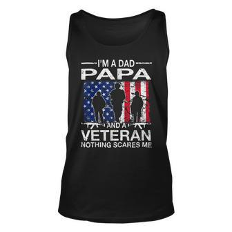 Mens Im A Dad Papa And A Veteran Dad Fathers Day Unisex Tank Top - Monsterry