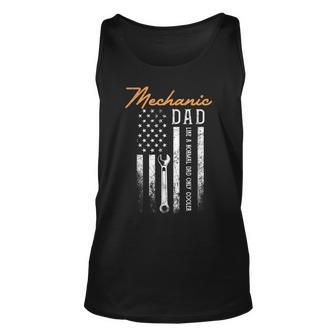 Mens Mechanic Dad Like A Normal Dad Only Cooler Usa Flag Unisex Tank Top | Mazezy
