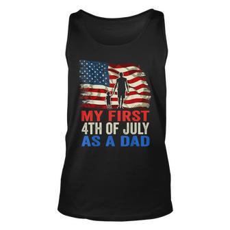 Mens My First 4Th Of July As A Dad July 4Th New Dad Usa Flag Unisex Tank Top - Seseable