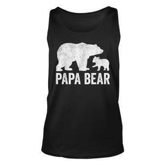 Mens Papa Bear Fathers Day Grandad Fun 1 Cub Kid Grandpa Unisex Tank Top - Seseable