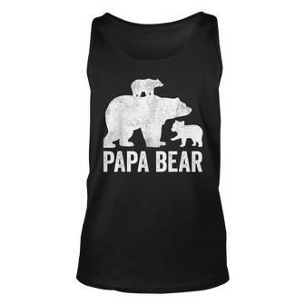 Mens Papa Bear Fathers Day Grandad Fun 2 Cub Kid Grandpa Unisex Tank Top - Seseable