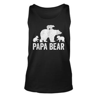 Mens Papa Bear Fathers Day Grandad Fun 3 Cub Kid Grandpa Unisex Tank Top - Seseable