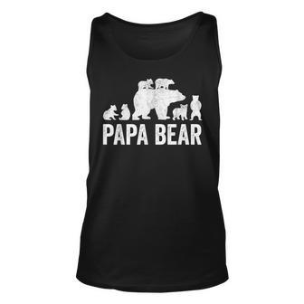 Mens Papa Bear Fathers Day Grandad Fun 6 Cub Kid Grandpa Unisex Tank Top - Seseable