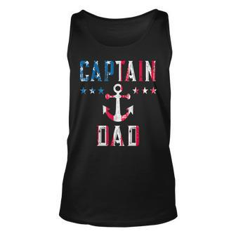 Mens Patriotic Captain Dad American Flag Boat Owner 4Th Of July Unisex Tank Top - Seseable