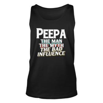 Mens Peepa Gift For The Man Myth Bad Influence Grandpa Unisex Tank Top | Mazezy