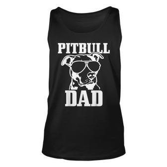 Mens Pitbull Dad Funny Dog Pitbull Sunglasses Fathers Day Pitbull Unisex Tank Top - Thegiftio UK