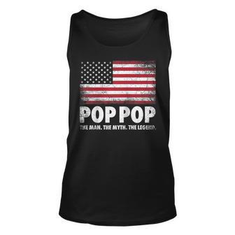 Mens Pop Pop The Man Myth Legend Fathers Day 4Th Of July Grandpa Unisex Tank Top - Seseable