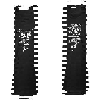 Mens Promoted To Papa Est 2022 Baby Announcement Gift Unisex Tank Top | Mazezy
