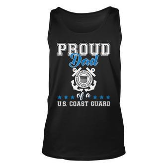 Mens Proud Dad Of A Coast Guard Military Family Us 4Th Of July Unisex Tank Top - Seseable