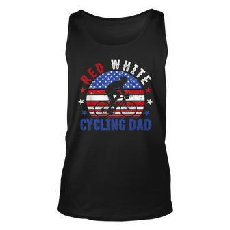 Mens Red White Cycling Dad 4Th Of July American Flag Gift Unisex Tank Top - Seseable