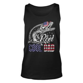 Mens Reel Cool Dad Sunglasses American Flag 4Th Of July Fishing Unisex Tank Top - Seseable