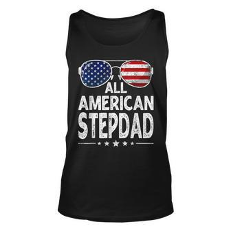 Mens Retro Fathers Day Family All American Stepdad 4Th Of July Unisex Tank Top - Seseable