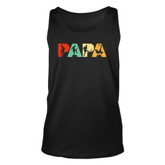 Mens Soccer Dad Retro Papa Soccer Fathers Gift Unisex Tank Top | Mazezy AU