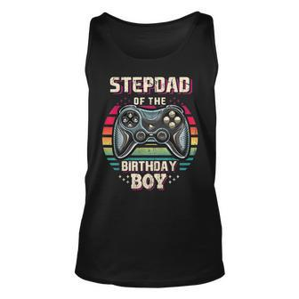 Mens Stepdad Of The Birthday Boy Matching Family Video Game Party Unisex Tank Top - Seseable