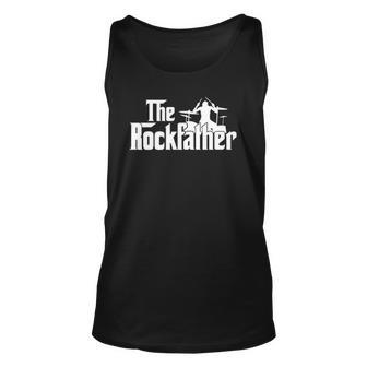 Mens The Rockfather Rock And Roll Drummer Graphic Tee Unisex Tank Top | Mazezy
