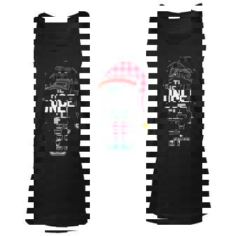 Mens The Uncle Elf Christmas Red Buffalo Plaid Pajama Unisex Tank Top - Thegiftio