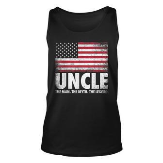 Mens Uncle The Man Myth Legend Fathers Day 4Th Of July Funny Unisex Tank Top - Seseable