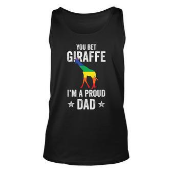 Mens You Bet Giraffe Im A Proud Dad Funny Lgbt Rainbow Unisex Tank Top - Seseable