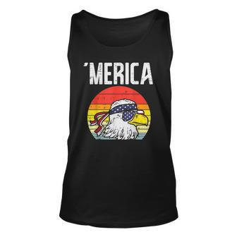 Merica Retro Eagle Bandana American Flag 4Th Of July Fourth Unisex Tank Top | Mazezy