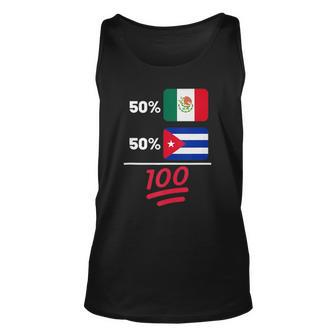 Mexican Plus Cuban Mix Heritage Flag Unisex Tank Top | Mazezy