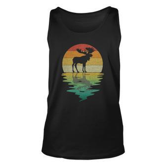 Moose Silhouette Sunset Retro Vintage 70S Nature Lover Unisex Tank Top | Mazezy
