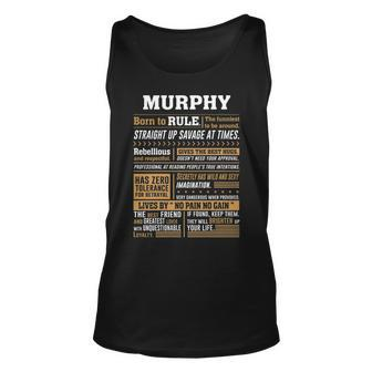Murphy Name Gift Murphy Born To Rule Unisex Tank Top - Seseable