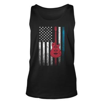 Musician Guitar Music 4Th Of July American Flag Usa America Unisex Tank Top - Seseable