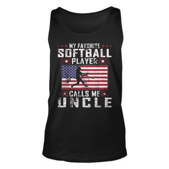 My Favorite Softball Player Calls Me Uncle Father Day Unisex Tank Top - Thegiftio UK
