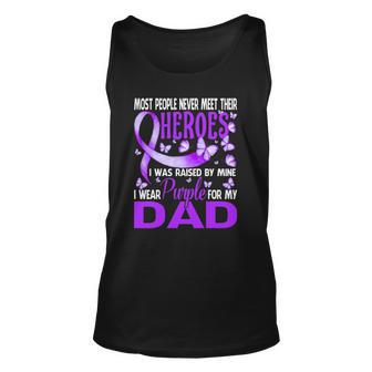 My Heroes I Wear Purple For My Dad Pancreatic Cancer Unisex Tank Top | Mazezy