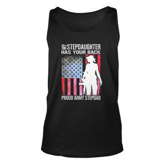 My Stepdaughter Has Your Back Proud Army Stepdad Gift Unisex Tank Top | Mazezy