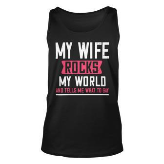 My Wife Rocks My World Papa T-Shirt Fathers Day Gift Unisex Tank Top - Monsterry