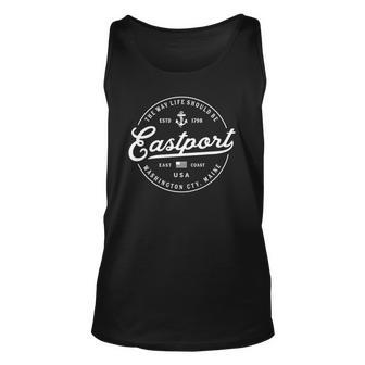 Nautical Anchor Eastport Maine Travel Vacation Unisex Tank Top | Mazezy