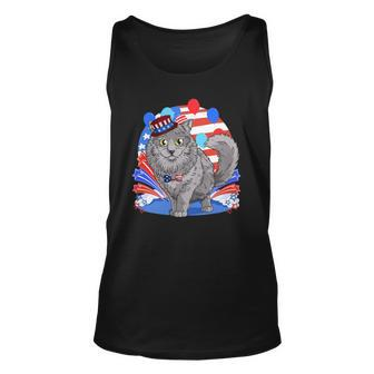 Nebelung Cat 4Th Of July Patriotic American Kitten Unisex Tank Top | Mazezy