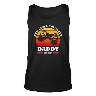 New Level Unlocked Daddy 2021 Up Gonna Be Dad Father Gamer Unisex Tank Top | Mazezy