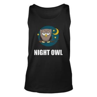 Night Owl Moon Cartoon Funny Unisex Tank Top | Mazezy