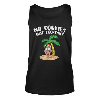 No Cookies Just Cocktails Santa Palm Tree Christmas In July Unisex Tank Top - Thegiftio UK