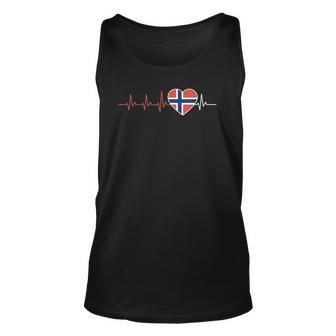 Norway Flag Heartbeat Noreg Norge Norwegian Unisex Tank Top | Mazezy