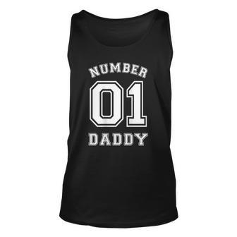 Number 1 Dad Jersey Style For Fathers Day Unisex Tank Top | Mazezy