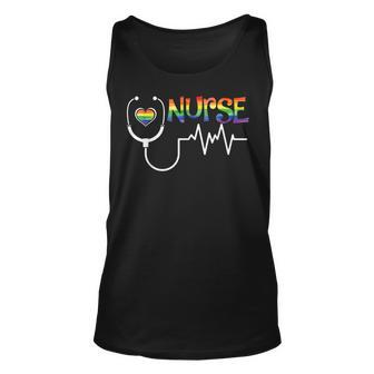 Nurse Rainbow Flag Lgbt Lgbtq Gay Lesbian Bi Pride Ally Unisex Tank Top | Mazezy