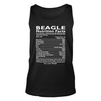 Nutrition Facts Play Time Stick Loyalty Pure Love 44 Beagle Dog Unisex Tank Top - Seseable