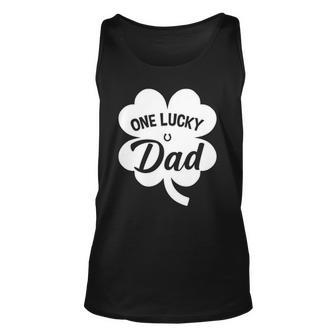 Mens One Lucky Dad Shamrock Four Leaf Clover St Patricks Day Tank Top | Mazezy
